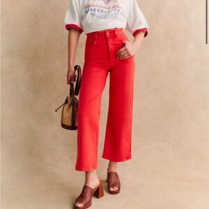 Stylish Red High-Waisted Jeans